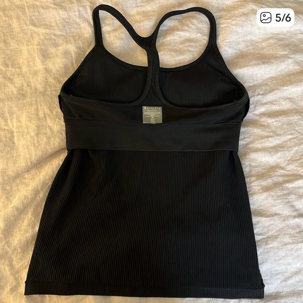 Athleta Ribbed Racer Back Black Tank size Medium - Picture 4 of 5